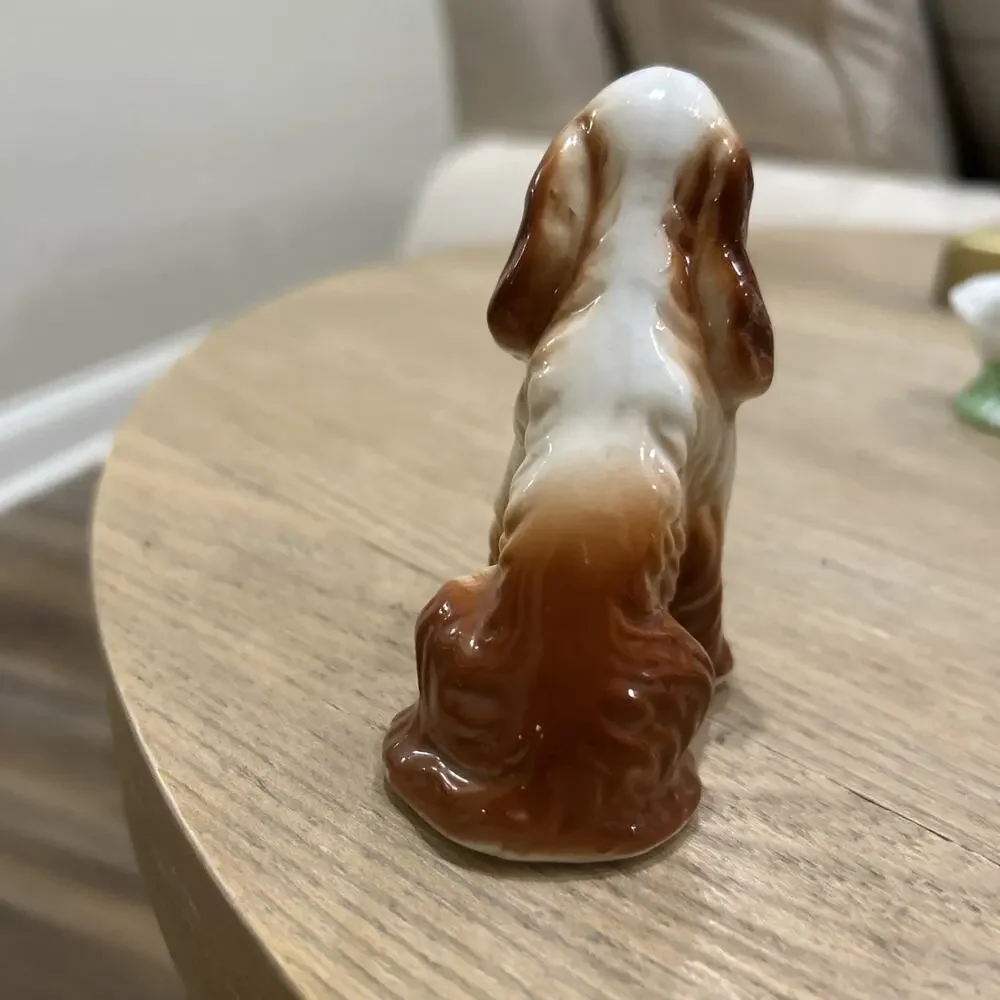 Vtg Cocker Spaniel Figure 3.5” Sitting Dog Bone‎ China Painted Springer Figurine
